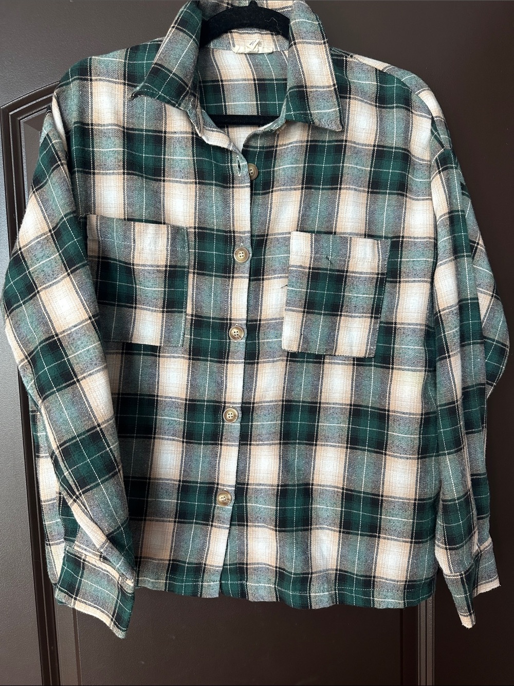 Main Strip Green and White Plaid Button-Down Shirt